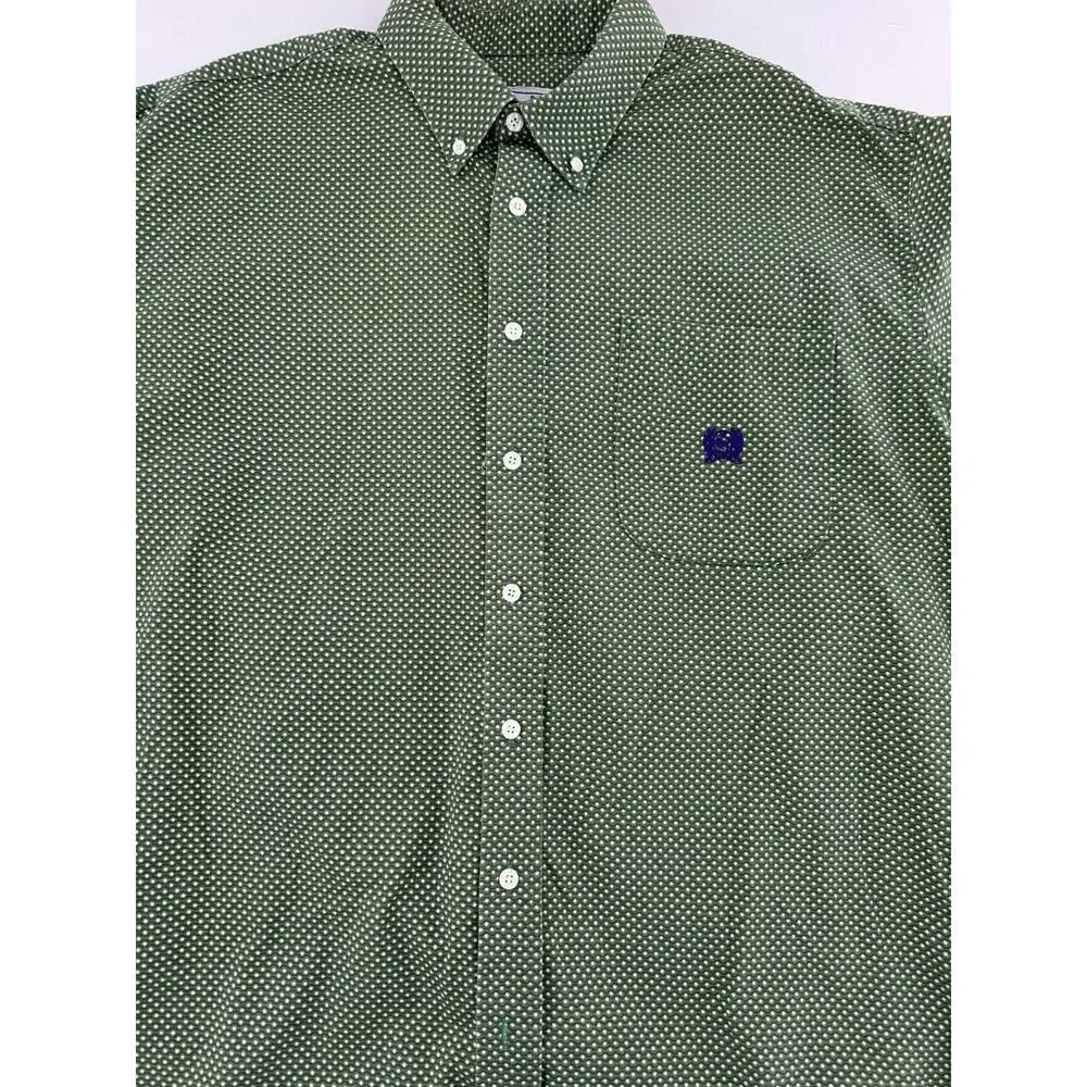 Cinch Button Up Shirt Size L Star Print Green Western Rodeo Dress Cowboy Cotton - Picture 3 of 16